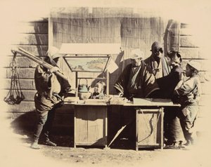 Uliczne stoiska z przekąskami, ok. godz. 1865. autorstwa Felice Beato