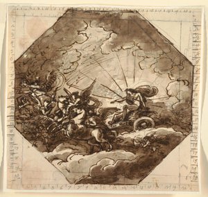 Apollo w swoim rydwanie z Aurora, Pokój Ottogonale, Palazzo Milzetti, Faenza autorstwa Felice Giani
