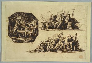 Bachus, Apollo i Mnemosine; Minerwa z trofeami autorstwa Felice Giani