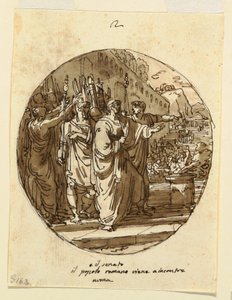 Projekt sufitu dla Numa Pompilius Witamy w Rzymie po jego wyborze, Sala Numa Pompilius, Palazzo Milzetti, Faenza autorstwa Felice Giani