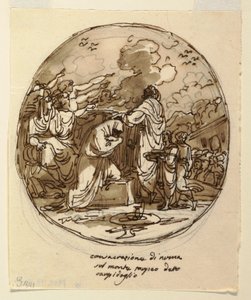 Projekt sufitu do konsekracji Numy, Sala di Numa Pompilius, Palazzo Milzetti, Faenza autorstwa Felice Giani