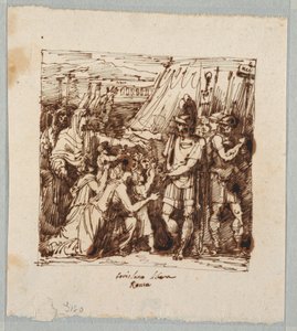 Coriolanus zgadza się na zniesienie oblężenia Rzymu autorstwa Felice Giani