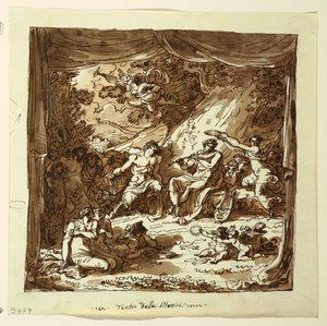 Projekt kurtyny scenicznej: Apollo i Marsyas, Palazzo Conti-Sinibaldi, Faenza autorstwa Felice Giani