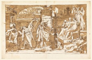 Rysunek, Hades; Persefona w podziemiach (ofiara dla Prozerpiny), ok. 1820 r. autorstwa Felice Giani