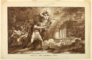 Rysunek, Iris zachęca Priama do odebrania ciała Hektora Achillesowi, 1810-20 autorstwa Felice Giani