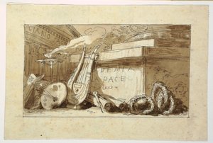 Rysunek, Pomnik dla Accademia della Pace, 1810-20 autorstwa Felice Giani