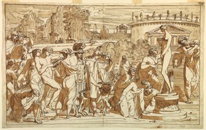 Rysunek, Kult Wenus w klasycznym krajobrazie, ok. 1820 r. autorstwa Felice Giani