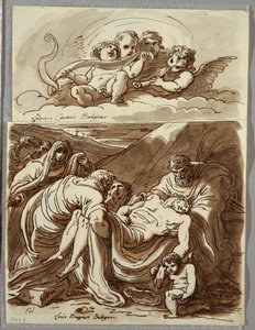 Cztery Putti tworzące muzykę, studium wg Lodovico Carracciego; Chrystus, studium po Massari autorstwa Felice Giani