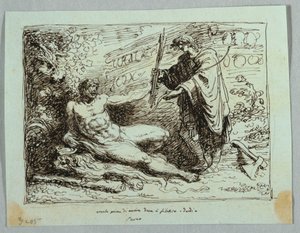 Hercules dodaje łuk i strzałę do Filokteta autorstwa Felice Giani