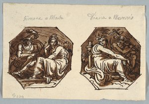 Mars i Junona; Merkury i Diana w kompozycji Diagonal autorstwa Felice Giani