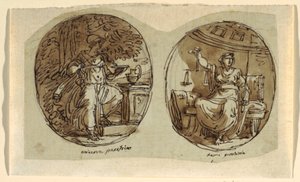 Minerwa, Projekt sufitu sklepionego, Sala dei Legislatori, Palazzo Conti-Sinibaldi, Faenza autorstwa Felice Giani
