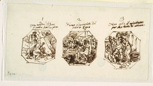 Trzy szkice tematów Tezeusza dla Sala di Teseo, Palazzo Gaddi, Forli autorstwa Felice Giani