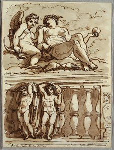 Wenus i Kupidyn, Studium według Annibale Carracci autorstwa Felice Giani