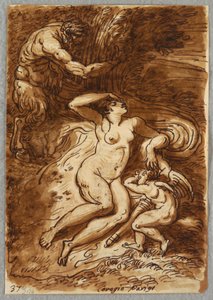Wenus i Kupidyn i Satyr, Studium według Correggio autorstwa Felice Giani