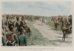 Przybycie Napoleona wśród Bawarczyków i Saksonów autorstwa Felicien baron de Myrbach Rheinfeld