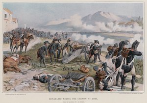 Bonaparte celuje z armaty pod Lodi autorstwa Felicien baron de Myrbach Rheinfeld
