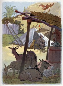 Robinson Crusoe do domu ze swoimi zwierzętami. autorstwa Felicien baron de Myrbach Rheinfeld