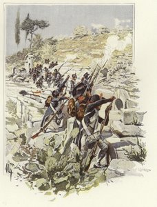 Żołnierze wśród ruin Nicopolis autorstwa Felicien baron de Myrbach Rheinfeld