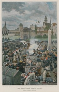 Armia francuska opuszcza Leipsic autorstwa Felicien baron de Myrbach Rheinfeld
