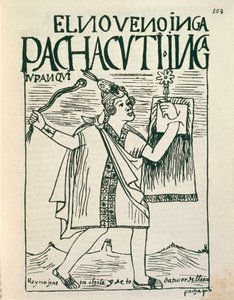 Portret wielkiego cesarza Inków Pachacuteca (rysunek tuszem)