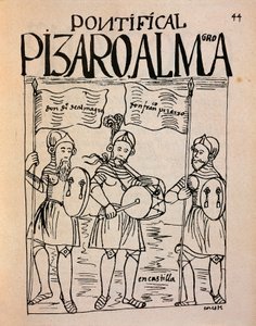Portrety Francisco Pizarro i porucznika Diego de Almagro przed wyprawą do Peru (rysunek tuszem) autorstwa Felipe Huaman Poma de Ayala