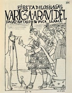 Ofiara lamy z okazji rytuału Inków (Rysunek tuszem, ok. 1587) autorstwa Felipe Huaman Poma de Ayala