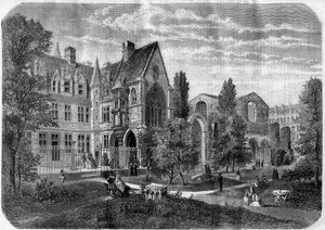 Plac Palais des Thermes i Cluny Hospital w Paryżu w 1868 r. - Grawerowanie według rysunku Felixa de Thorigny