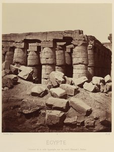 Kolumny sali hypostylowej, widok od północy. [Karnak, Teby] autorstwa Félix Bonfils