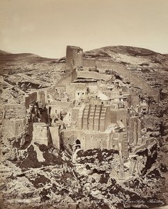 Widok klasztoru Mar Saba w Izraelu autorstwa Félix Bonfils