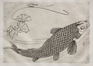 Serwis obiadowy (serwis Rousseau): Duża ryba w stylu japońskim (nr 19) autorstwa Felix Bracquemond