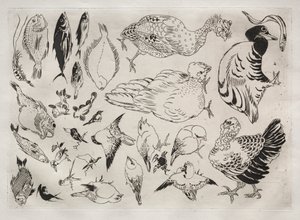 Serwis obiadowy Serwis Rousseau: Kaczki, ryby itp. nr. 12, 1866. autorstwa Felix Bracquemond
