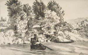 Rybak z siecią, 1868 r. autorstwa Felix Bracquemond