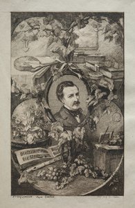 Frontyspis nowych dzieł Champfleury, Przyjaciele natury: Portret Champfleury, 1859. autorstwa Felix Bracquemond