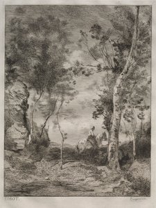 Krajobraz, czyli Biały Koń według Corot autorstwa Felix Bracquemond