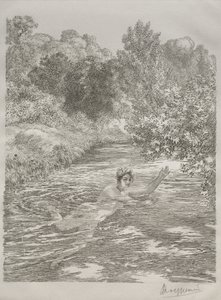 Kąpiący się, ok. 1860-70. autorstwa Felix Bracquemond