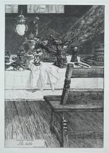 Stół, wg H. Leys autorstwa Felix Bracquemond