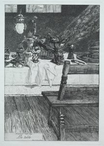 Stół według H. Leysa, 1868. autorstwa Felix Bracquemond