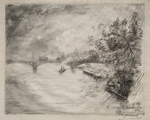Widok na most Saint-Pères autorstwa Felix Bracquemond