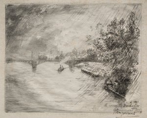 Widok na most Saint-Pères, 1877. autorstwa Felix Bracquemond