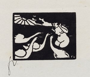 Kąpiący się z łabędziami, X z „Les Petites Baigneuses”, 1893 autorstwa Felix Edouard Vallotton
