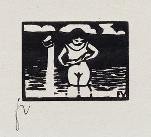 Dziewczyna zdejmująca koszulę, VI z „Les Petites Baigneuses”, 1893 autorstwa Felix Edouard Vallotton