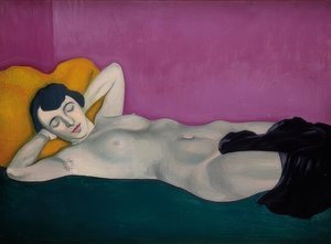 Kobieta leżąca na fioletowym tle. 1924 autorstwa Felix Edouard Vallotton