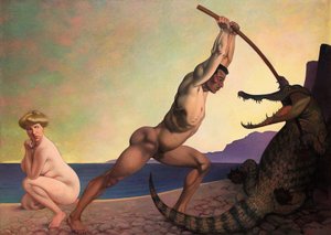 Perseusz zabija smoka autorstwa Felix Edouard Vallotton
