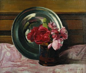 Martwa natura z różami; Natura Morte aux Roses, 1920 autorstwa Felix Edouard Vallotton