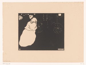 Dwóch panów i pani w powozie La Sortie (tytuł na obiekcie) autorstwa Felix Edouard Vallotton