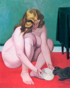 Kobieta z kotem”, 1919. autorstwa Felix Edouard Vallotton