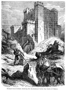 Król Ryszard I 1157-1199 otrzymuje ranę śmiertelną przed zamkiem Chaluz, XIX wiek.