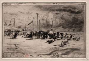 Szkwał w Trouville, 1874. autorstwa Felix Hilaire Buhot