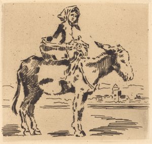 Cacoletière à la Tour (Kobieta jadąca na dupie w pobliżu wieży) autorstwa Felix Hilaire Buhot