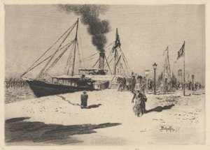 Molo w Trouville Wharf w Trouville, 1877. autorstwa Felix Hilaire Buhot